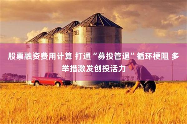 股票融资费用计算 打通“募投管退”循环梗阻 多举措激发创投活力