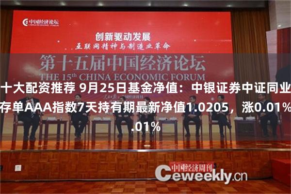 十大配资推荐 9月25日基金净值：中银证券中证同业存单AAA指数7天持有期最新净值1.0205，涨0.01%