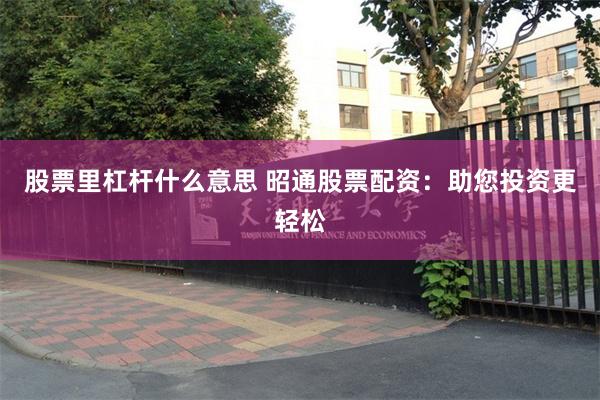 股票里杠杆什么意思 昭通股票配资：助您投资更轻松