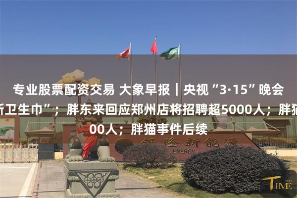 专业股票配资交易 大象早报｜央视“3·15”晚会曝光“翻新卫生巾”；胖东来回应郑州店将招聘超5000人；胖猫事件后续