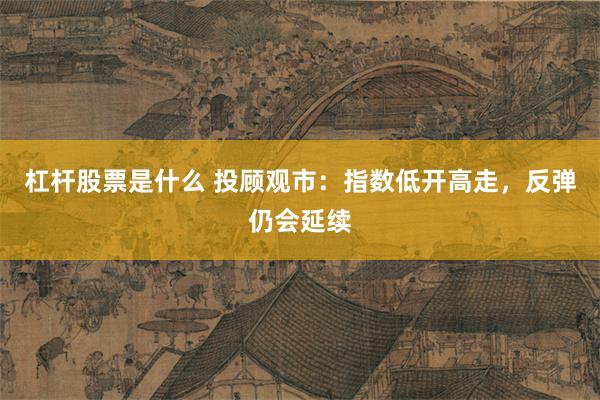 杠杆股票是什么 投顾观市：指数低开高走，反弹仍会延续