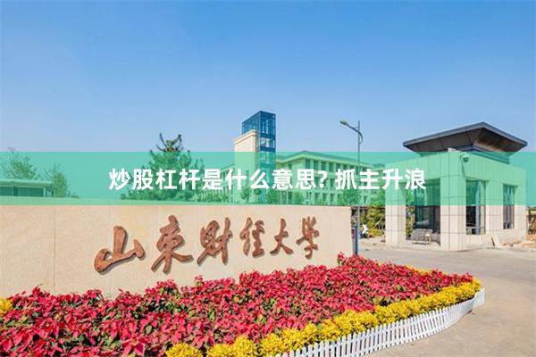 炒股杠杆是什么意思? 抓主升浪